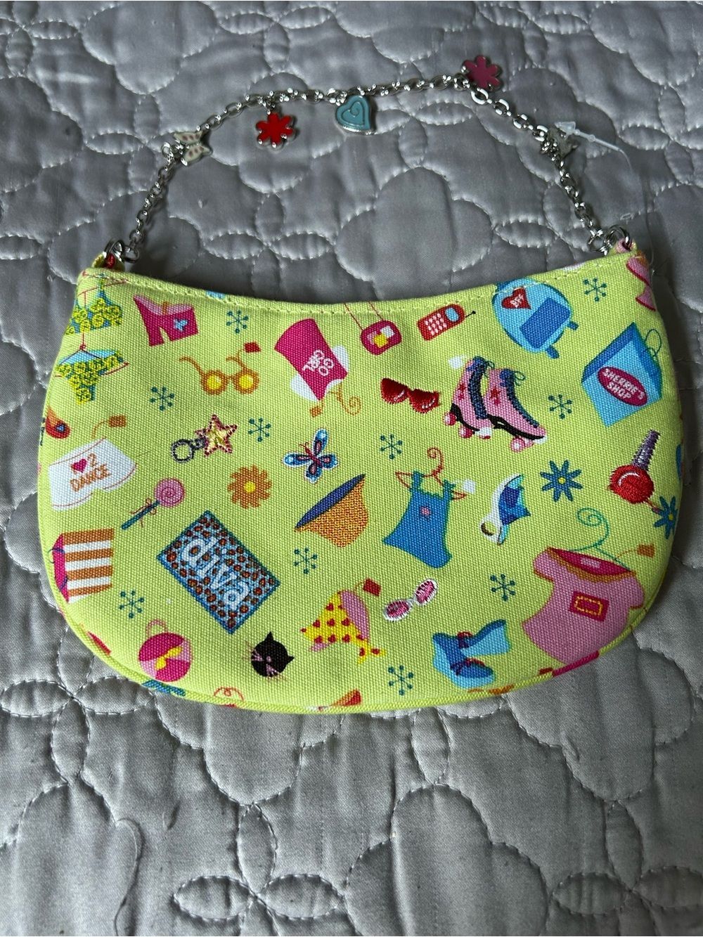 Source Unknown Yellow Kids Printed Charm Wristlet